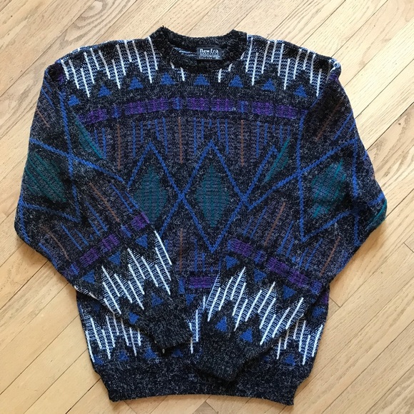 Vintage 80s New Era Sweater Kid Size XL Womens Size M Fuzzy Texture USA Made - Picture 5 of 16